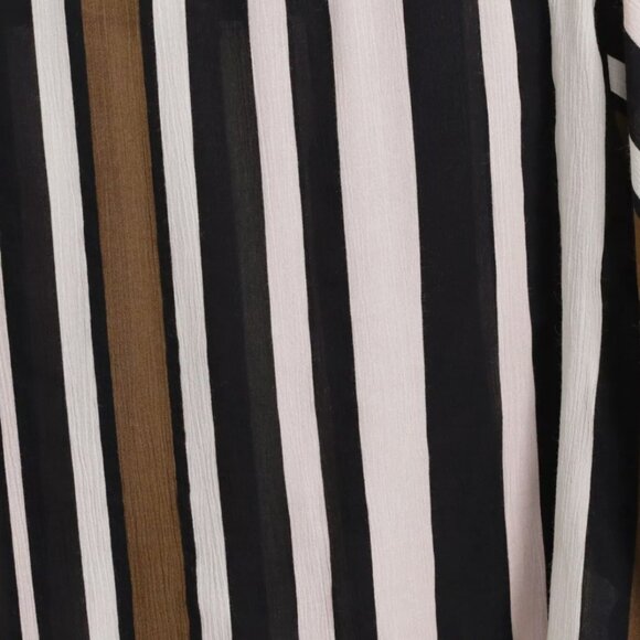 Zara Striped Short Sleeve Chiffon Blouse W/Flutter Sleeve (Brown Vertical Strip) - Picture 6 of 6